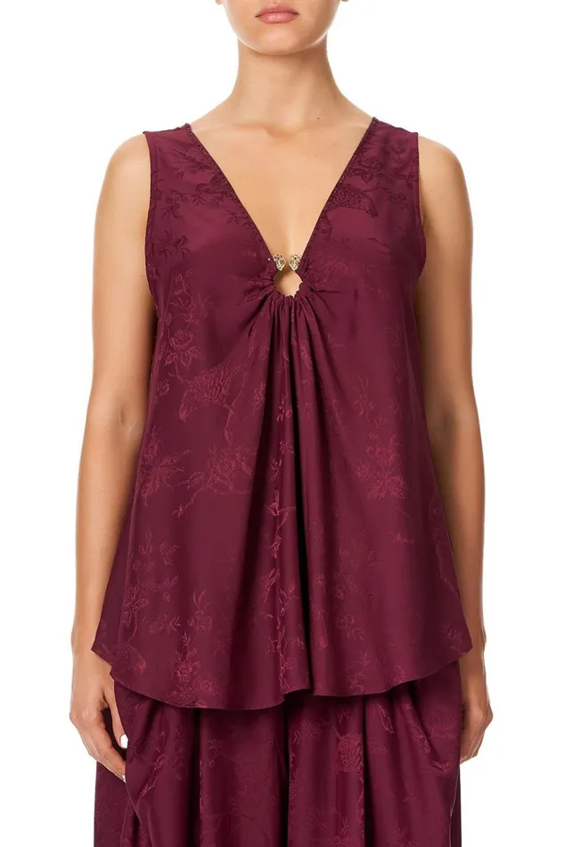 Women Tops Camilla Wide Strap URing Top Burgundy