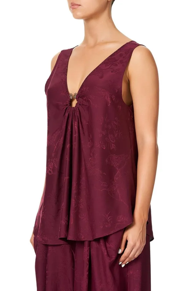 Women Tops Camilla Wide Strap URing Top Burgundy
