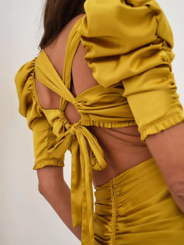 Women Tops For Love and Lemons Alia Cross Front Crop Top Yellow Women Tops For Love and Lemons Alia Cross Front Crop Top Yellow