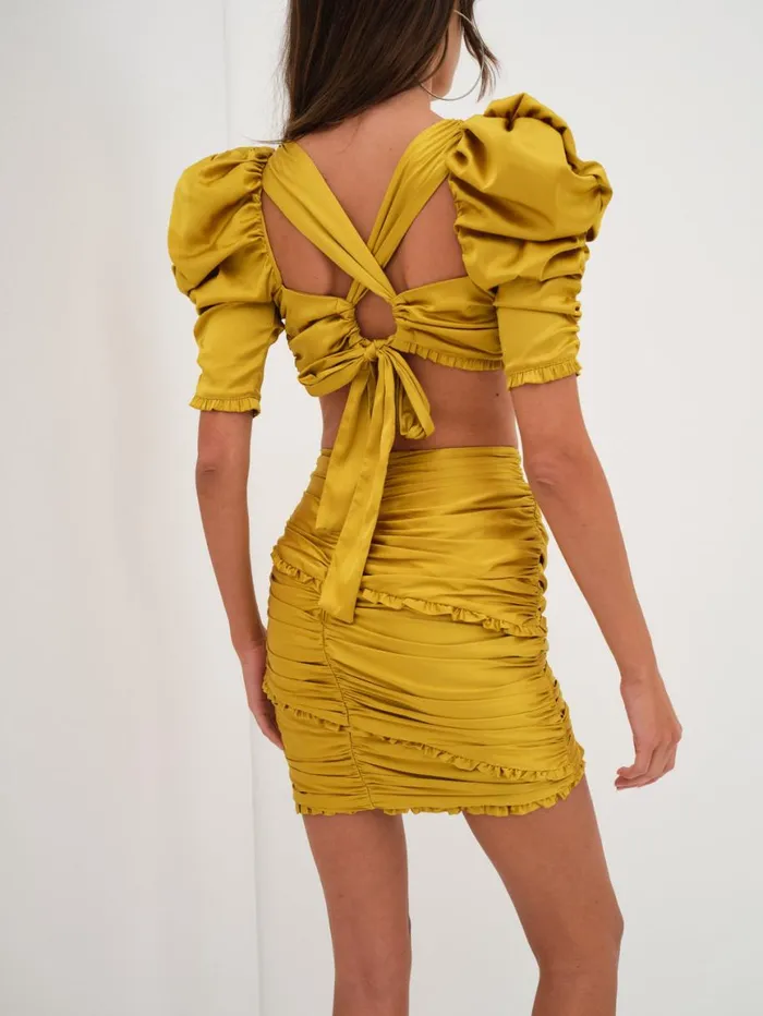 Women Tops For Love and Lemons Alia Cross Front Crop Top Yellow Women Tops For Love and Lemons Alia Cross Front Crop Top Yellow