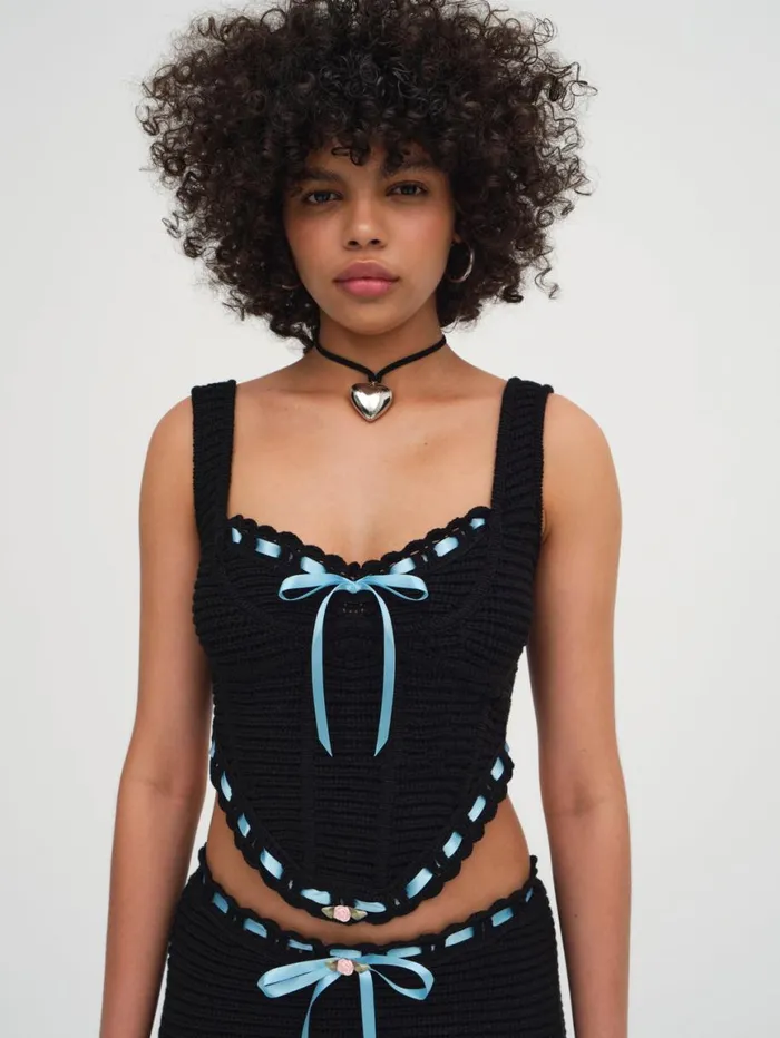 Women Tops For Love and Lemons Olina Crochet Top Black