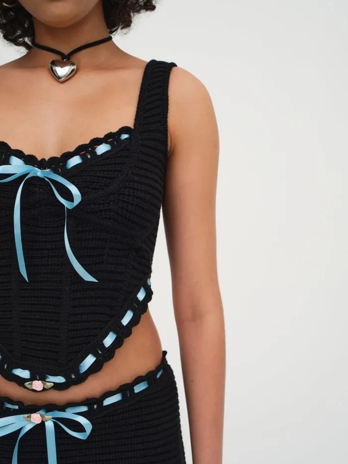 Women Tops For Love and Lemons Olina Crochet Top Black