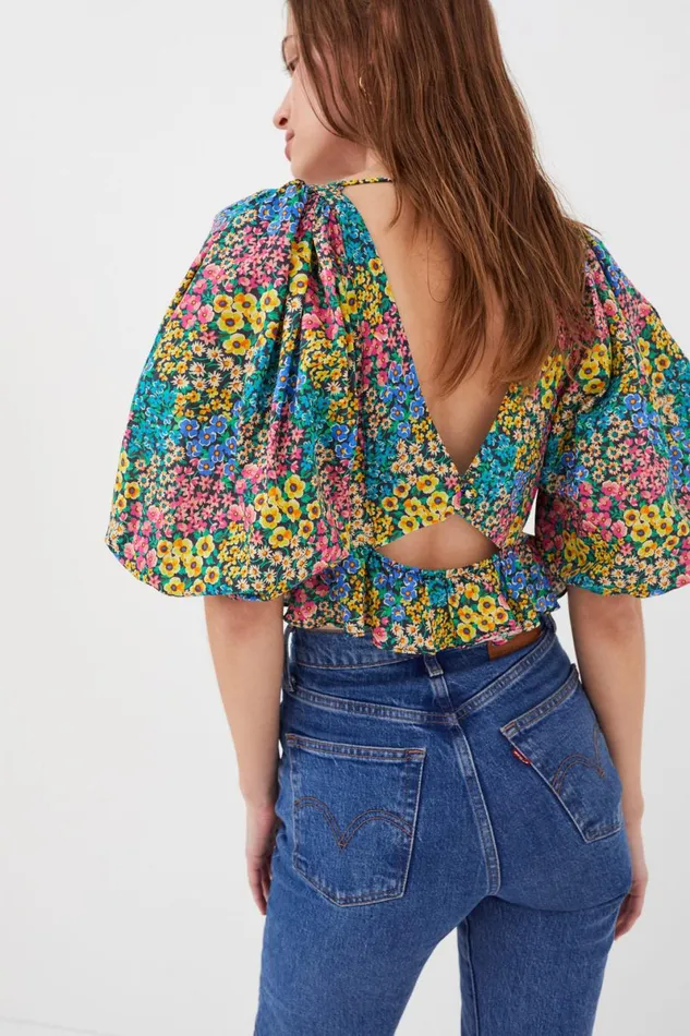 Women Tops For Love and Lemons Ruth Crop Top Blue Women Tops For Love and Lemons Ruth Crop Top Blue