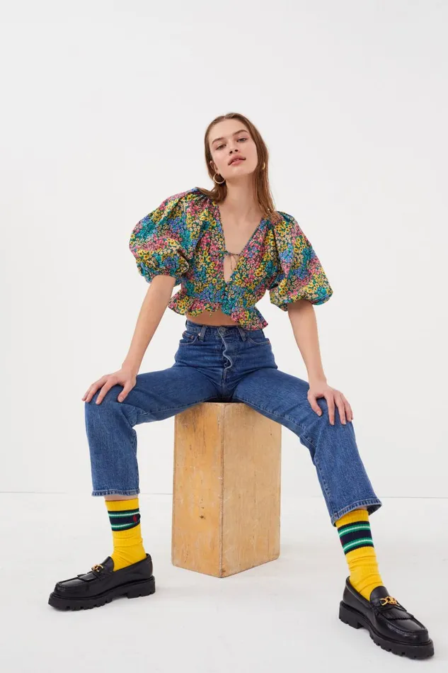 Women Tops For Love and Lemons Ruth Crop Top Blue Women Tops For Love and Lemons Ruth Crop Top Blue