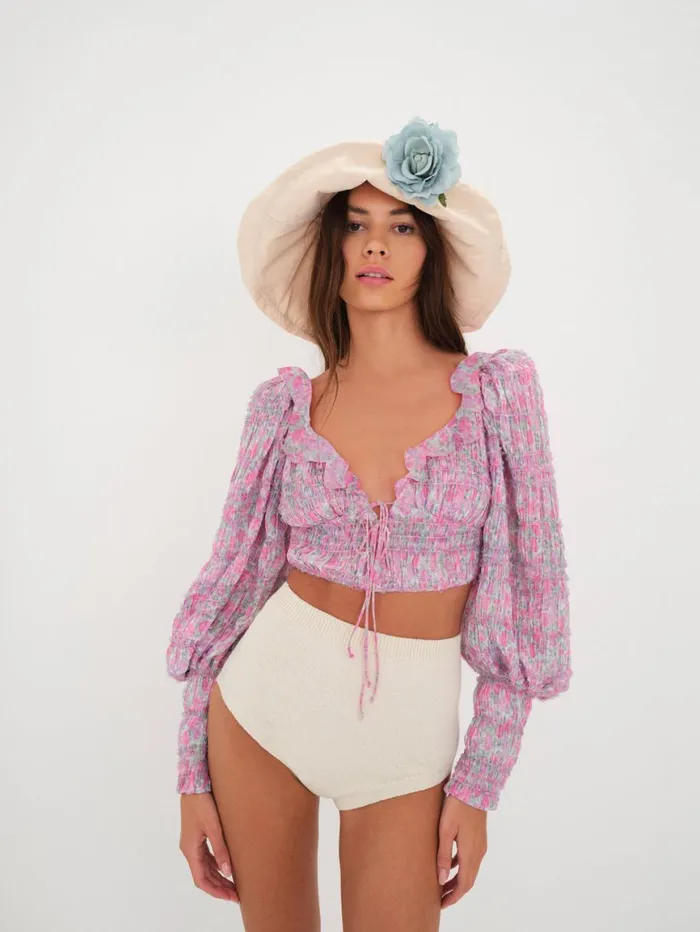 Women Tops For Love and Lemons Saylor Blouse Pink
