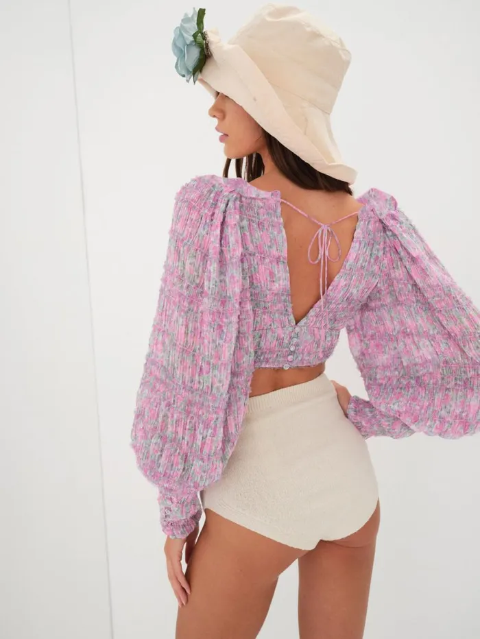 Women Tops For Love and Lemons Saylor Blouse Pink