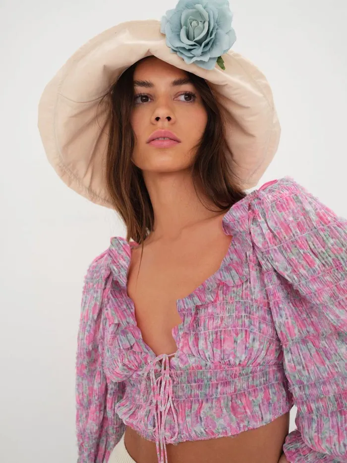 Women Tops For Love and Lemons Saylor Blouse Pink