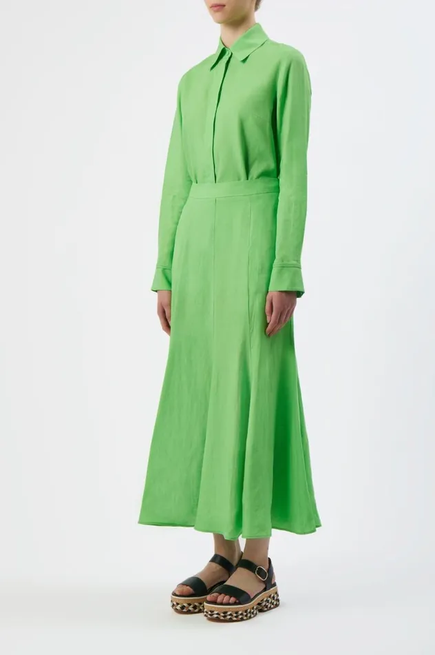 Women Tops Gabriela Hearst Cruz Shirt In Fluorescent Green Aloe Linen
