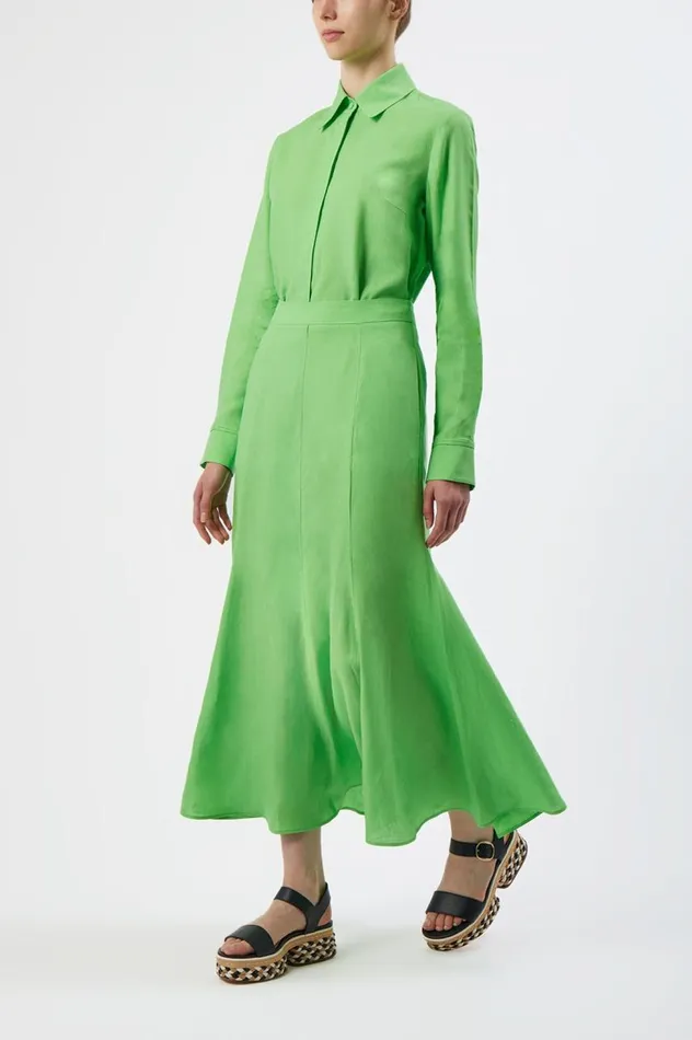 Women Tops Gabriela Hearst Cruz Shirt In Fluorescent Green Aloe Linen
