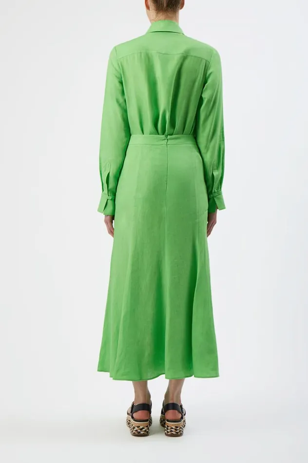 Women Tops Gabriela Hearst Cruz Shirt In Fluorescent Green Aloe Linen