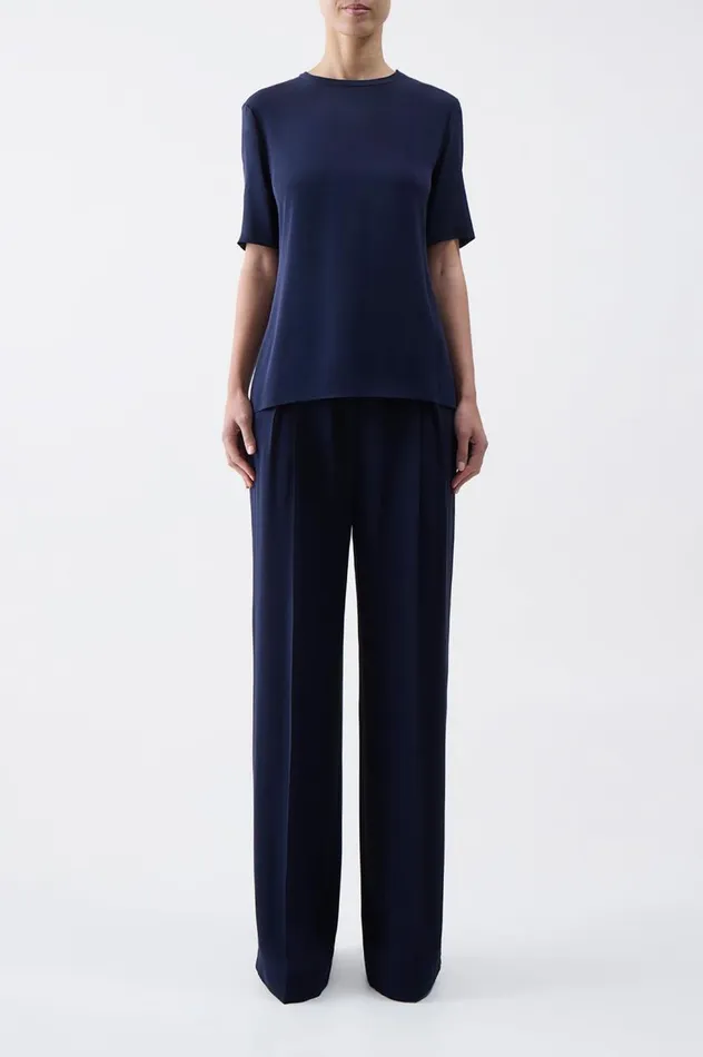 Women Tops Gabriela Hearst Elisa Top In Navy Silk Crepe
