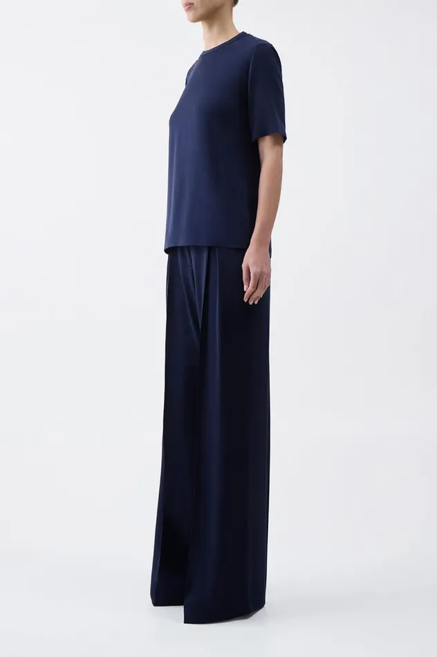 Women Tops Gabriela Hearst Elisa Top In Navy Silk Crepe
