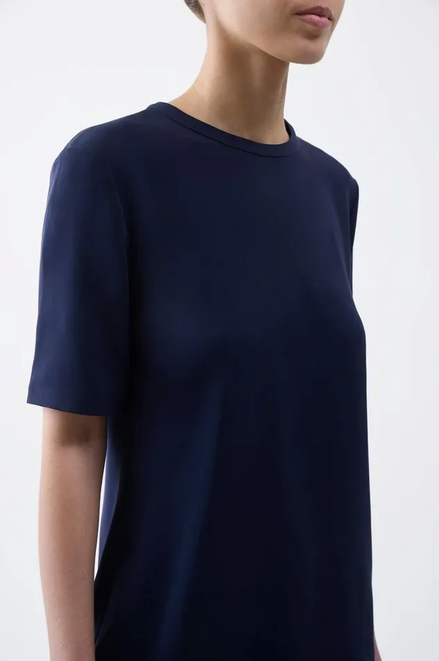 Women Tops Gabriela Hearst Elisa Top In Navy Silk Crepe