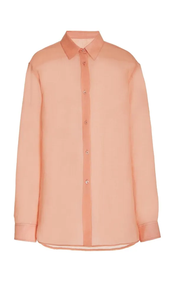 Women Tops Gabriela Hearst Ferrara Shirt In Watermelon Tourmaline Cashmere Gauze
