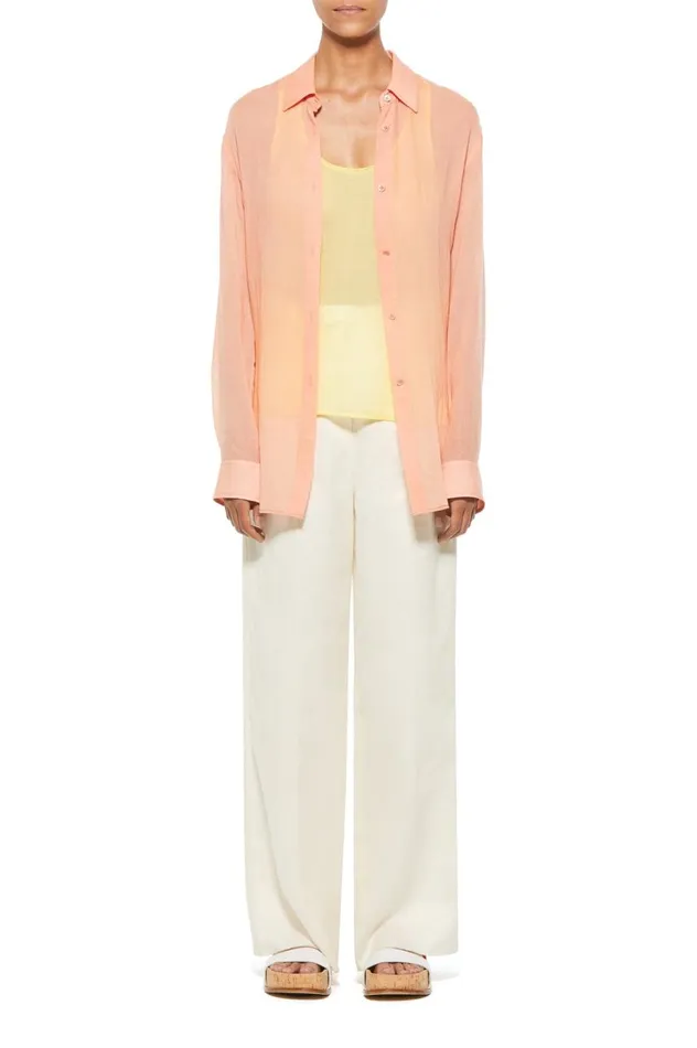 Women Tops Gabriela Hearst Ferrara Shirt In Watermelon Tourmaline Cashmere Gauze