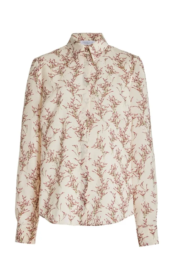Women Tops Gabriela Hearst Henri Blouse In Ivory Multi Wool