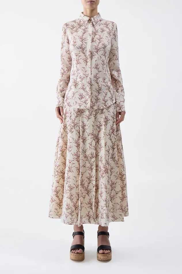 Women Tops Gabriela Hearst Henri Blouse In Ivory Multi Wool