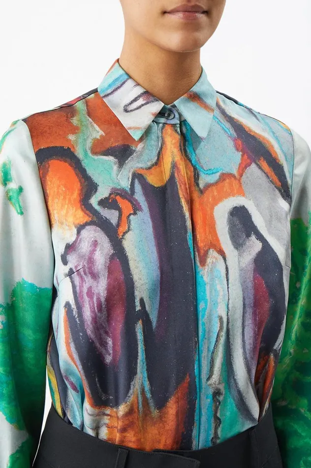Women Tops Gabriela Hearst Henri Blouse In Multi Printed Silk Twill