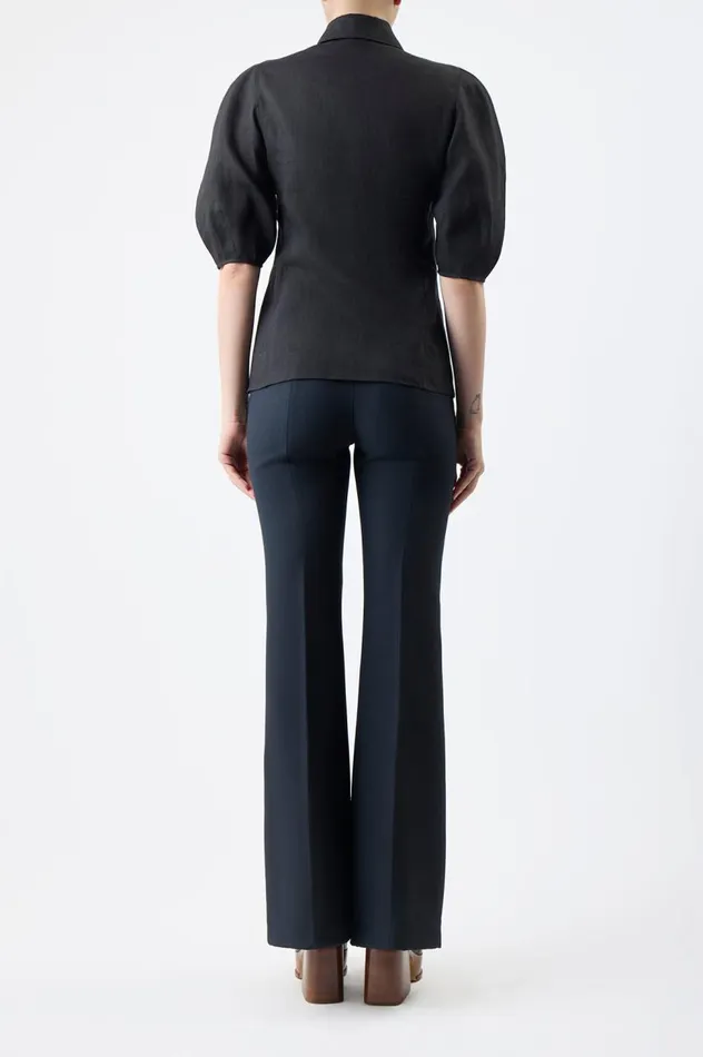 Women Tops Gabriela Hearst Sansi Top In Black Aloe Linen