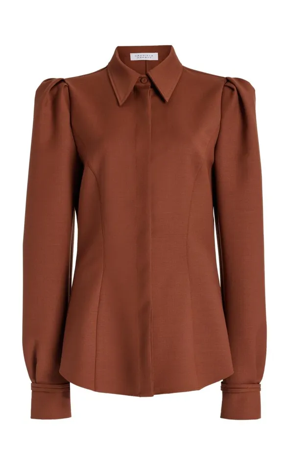 Women Tops Gabriela Hearst Talbot Shirt In Cognac Sportswear Wool
