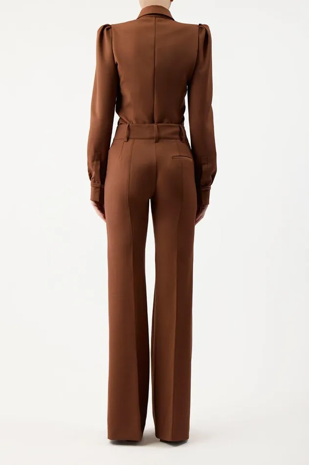 Women Tops Gabriela Hearst Talbot Shirt In Cognac Sportswear Wool