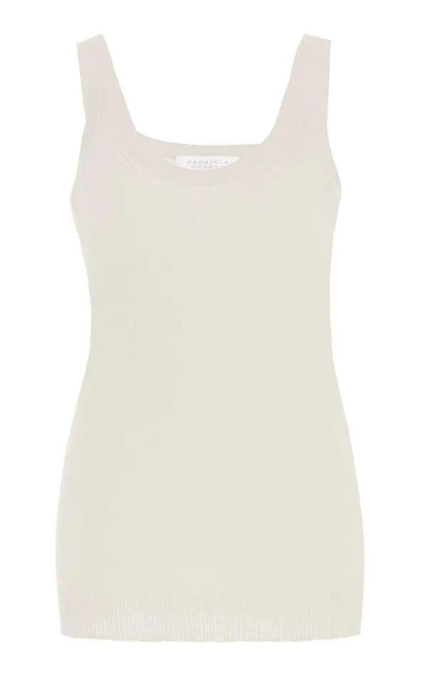 Women Tops Gabriela Hearst Toby Knit Tank Top In Ivory Cashmere Silk