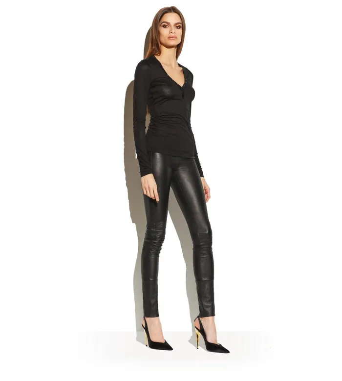 Women Tops Tom Ford Silk Wool Jersey Henley Black Women Tops Tom Ford Silk Wool Jersey Henley Black