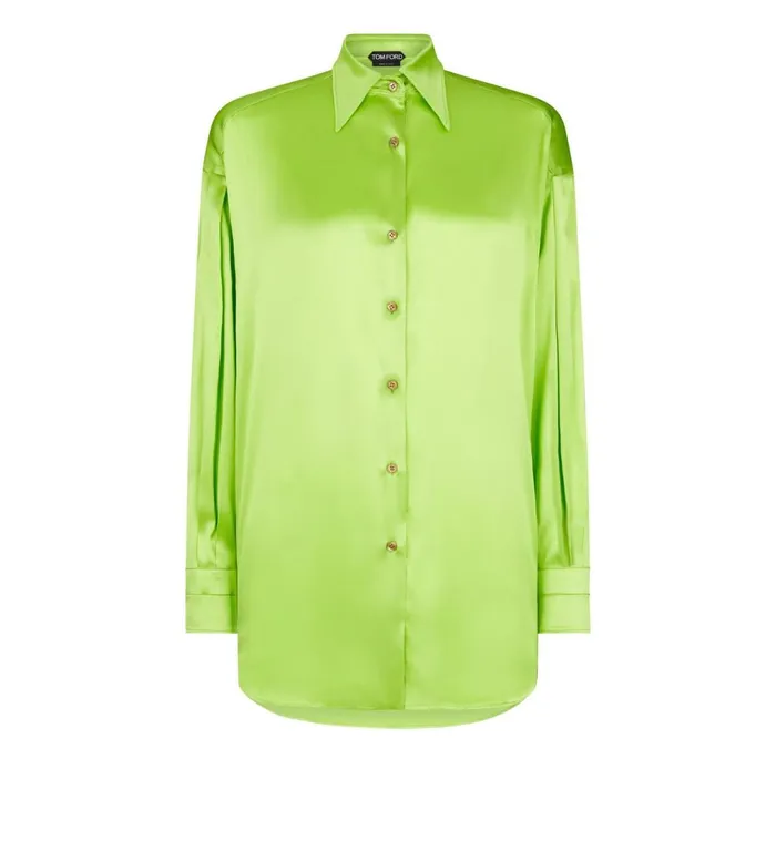 Women Tops Tom Ford Stretch Silk Satin Relaxed Fit Shirt Acido