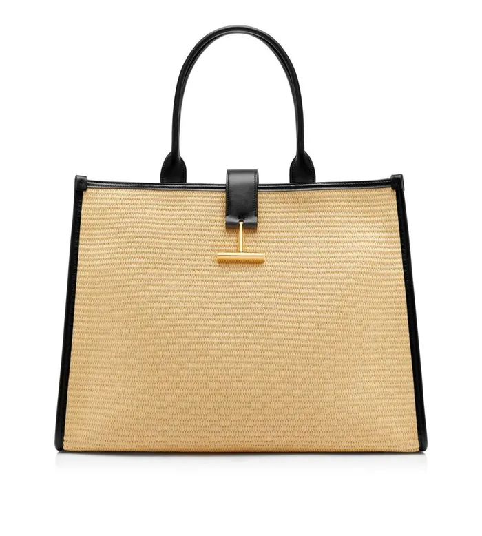 Women Totes Tom Ford Large Raffia Tara Tote Natural Black