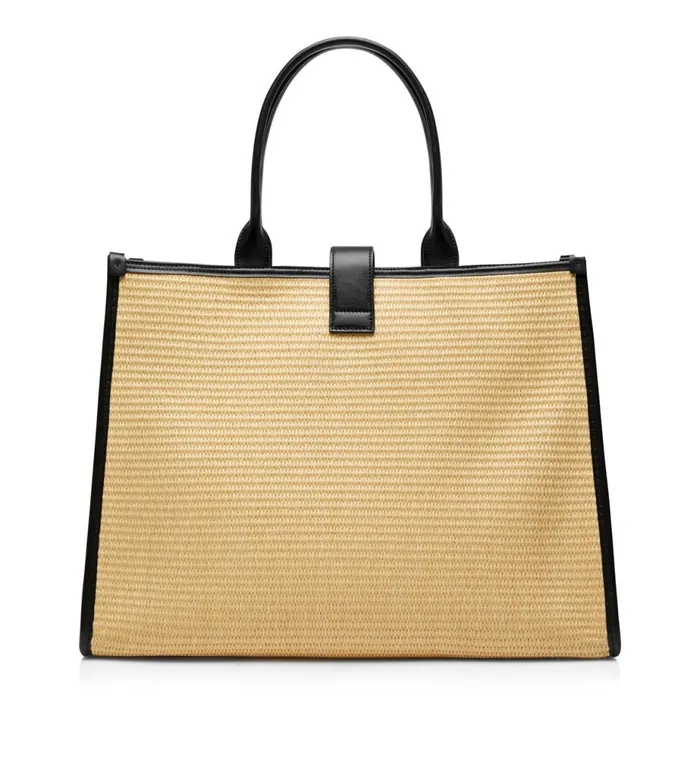 Women Totes Tom Ford Large Raffia Tara Tote Natural Black Women Totes Tom Ford Large Raffia Tara Tote Natural Black