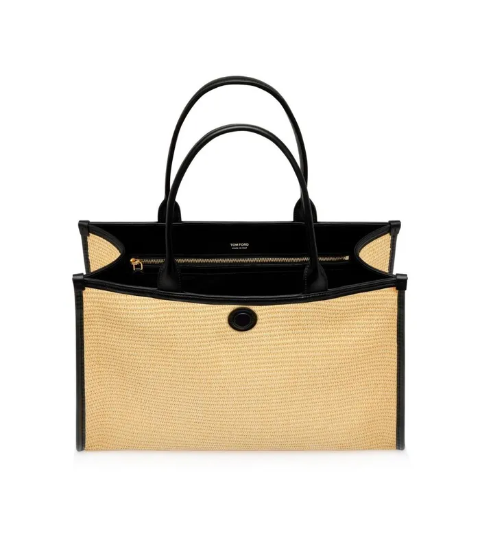 Women Totes Tom Ford Large Raffia Tara Tote Natural Black Women Totes Tom Ford Large Raffia Tara Tote Natural Black