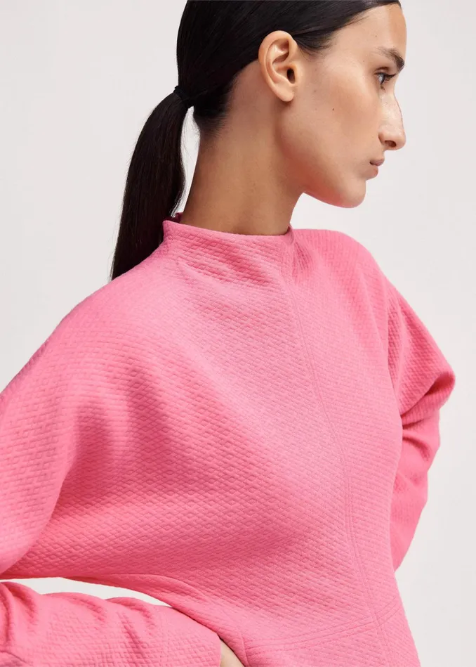 Women Travel Tailoring Batwing Sleeve Midi Dress Pink MEEM