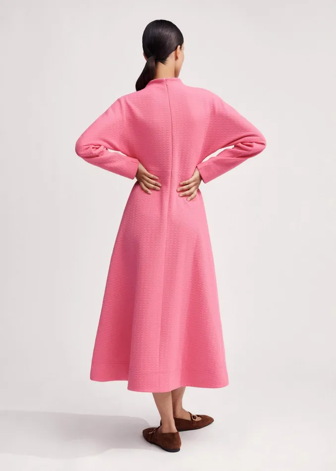 Women Travel Tailoring Batwing Sleeve Midi Dress Pink MEEM