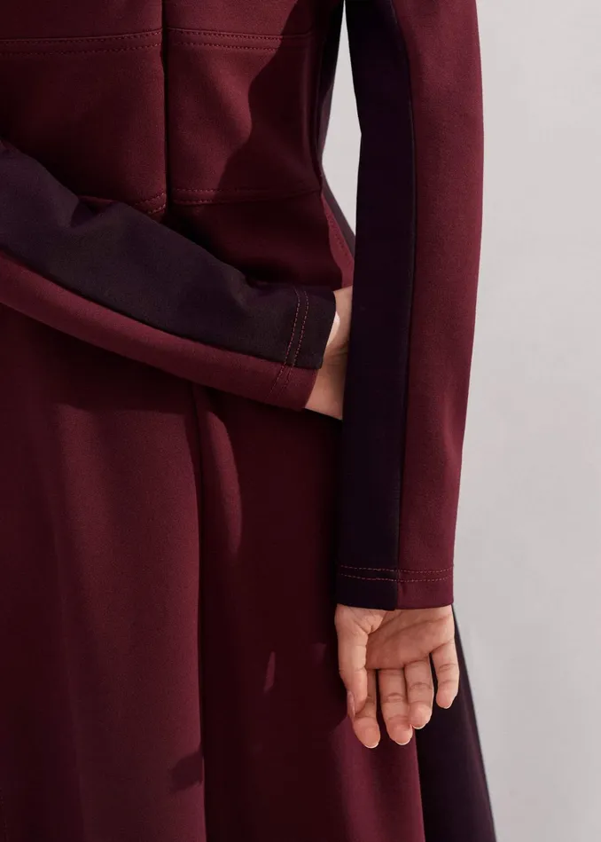 Women Travel Tailoring Color Block Maxi Dress Deep Merlotcabernet MEEM