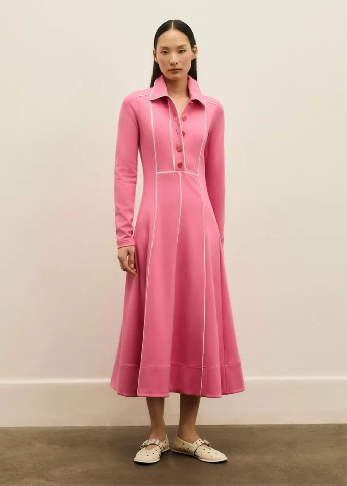Women Travel Tailoring Contrast Midi Dress Perfect Pinkcream MEEM