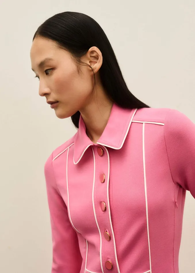 Women Travel Tailoring Contrast Midi Dress Perfect Pinkcream MEEM