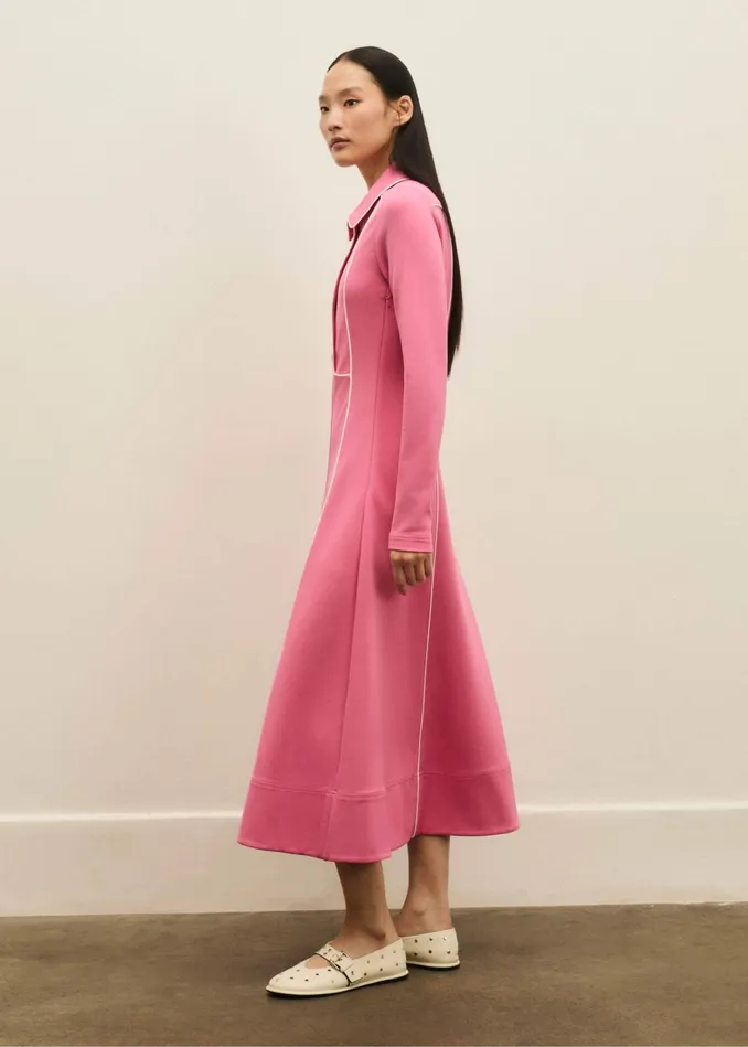 Women Travel Tailoring Contrast Midi Dress Perfect Pinkcream MEEM