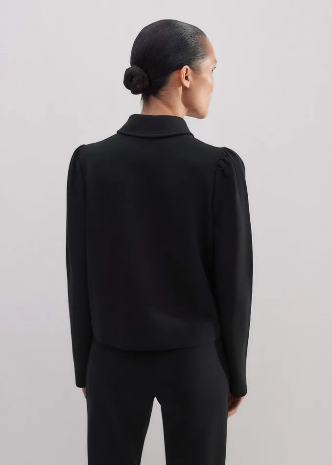 Women Travel Tailoring Zip Up Box Top Black MEEM