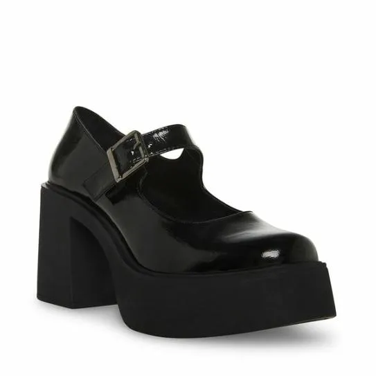 Women TRISH BLACK PATENT Black Patent Steve Madden Loafers and Flats