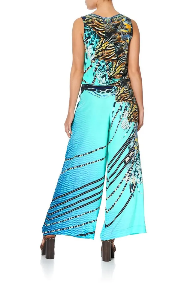 Women Trousers and Leggings Camilla Lounge Trouser With Tie Waist Marine Queen