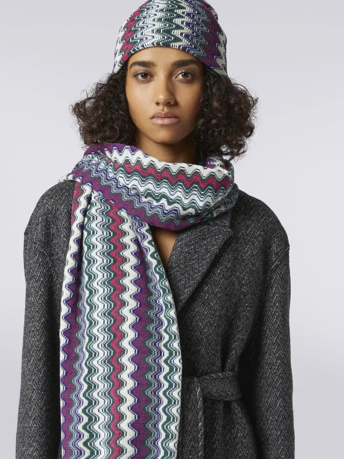 Women TwoPiece Wool Blend Scarf And Beanie Set Multicoloured Missoni Scarves and Foulards Women TwoPiece Wool Blend Scarf And Beanie Set Multicoloured Missoni Scarves and Foulards