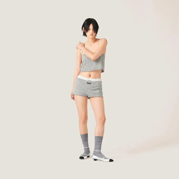 Women Underwear And Beachwear Miu Miu Cashmere And Silk Shorts Grey Women Underwear And Beachwear Miu Miu Cashmere And Silk Shorts Grey