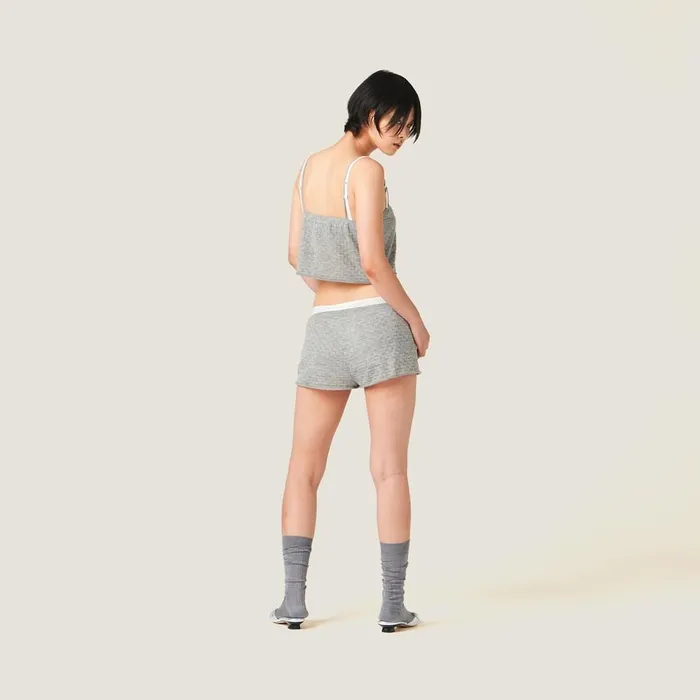 Women Underwear And Beachwear Miu Miu Cashmere And Silk Shorts Grey Women Underwear And Beachwear Miu Miu Cashmere And Silk Shorts Grey