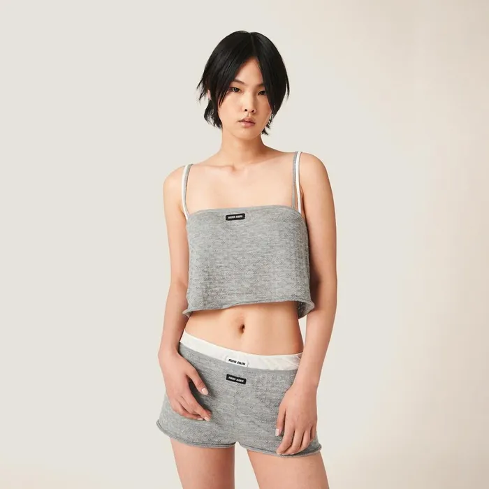 Women Underwear And Beachwear Miu Miu Cashmere And Silk Shorts Grey Women Underwear And Beachwear Miu Miu Cashmere And Silk Shorts Grey
