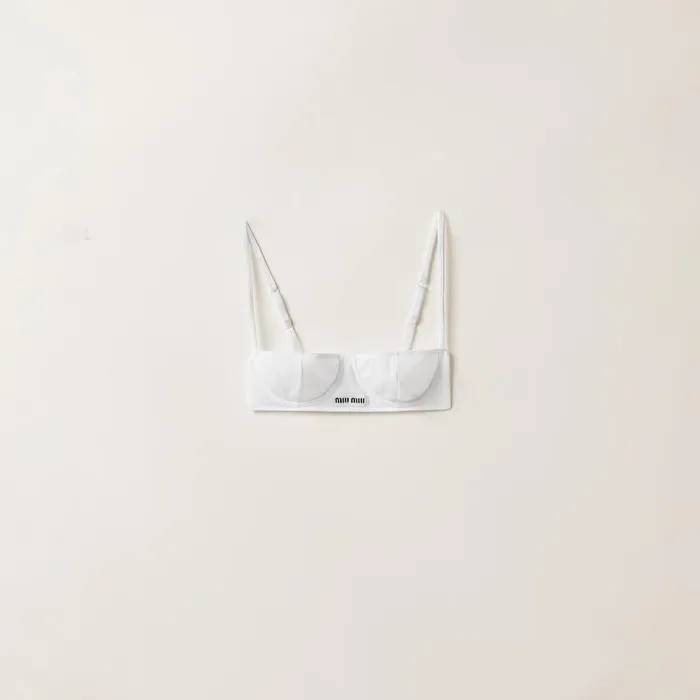 Women Underwear And Beachwear Miu Miu Ribbed Knit Demi Bra White