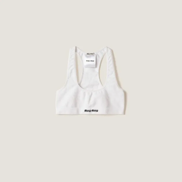 Women Underwear And Beachwear Miu Miu Seamless Racerback Top White