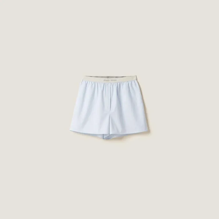 Women Underwear And Beachwear Miu Miu Striped Boxer Shorts Sky Bluewhite