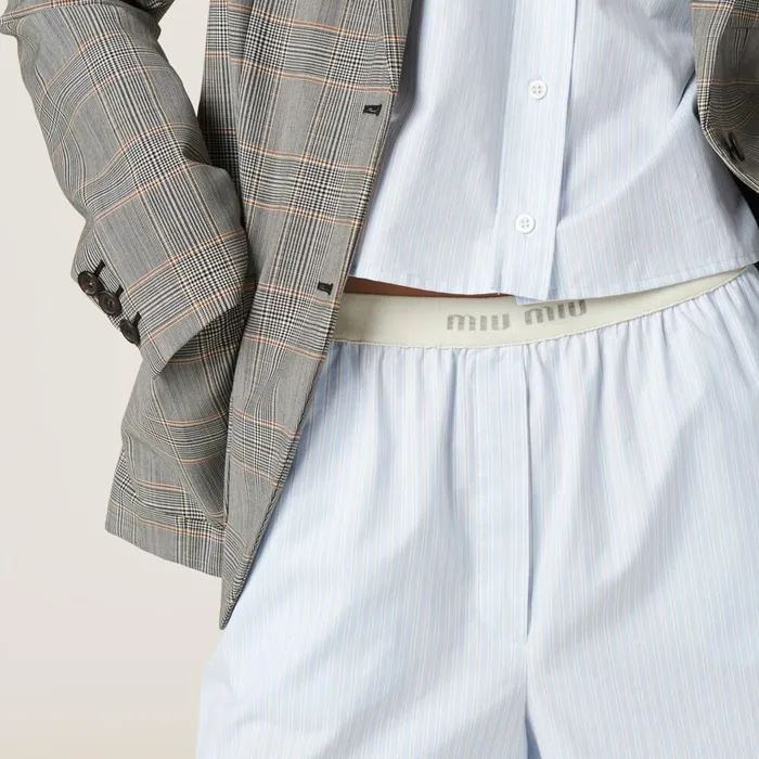 Women Underwear And Beachwear Miu Miu Striped Boxer Shorts Sky Bluewhite Women Underwear And Beachwear Miu Miu Striped Boxer Shorts Sky Bluewhite