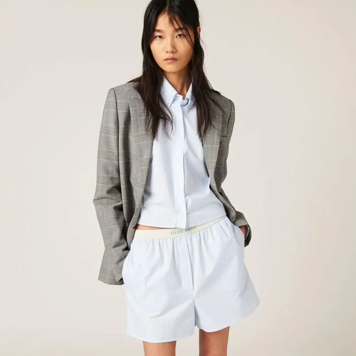 Women Underwear And Beachwear Miu Miu Striped Boxer Shorts Sky Bluewhite Women Underwear And Beachwear Miu Miu Striped Boxer Shorts Sky Bluewhite