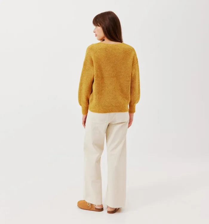 Women VNeck Ribbed Jumper 8211 Yellow Promod Jumpers And Cardigans Women VNeck Ribbed Jumper 8211 Yellow Promod Jumpers And Cardigans
